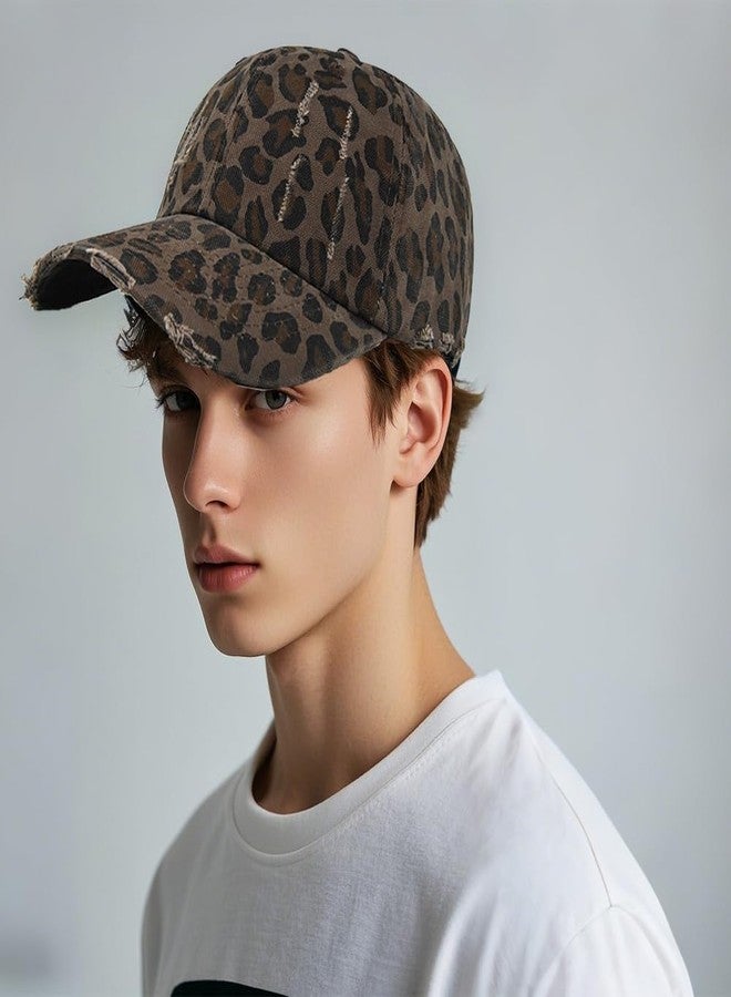 Ptduabenlu Leopard Baseball Cap for Men Women Adjustable Cotton Trucker Hats Dad Hat Classic Low Profile Plain Cap - Image 4